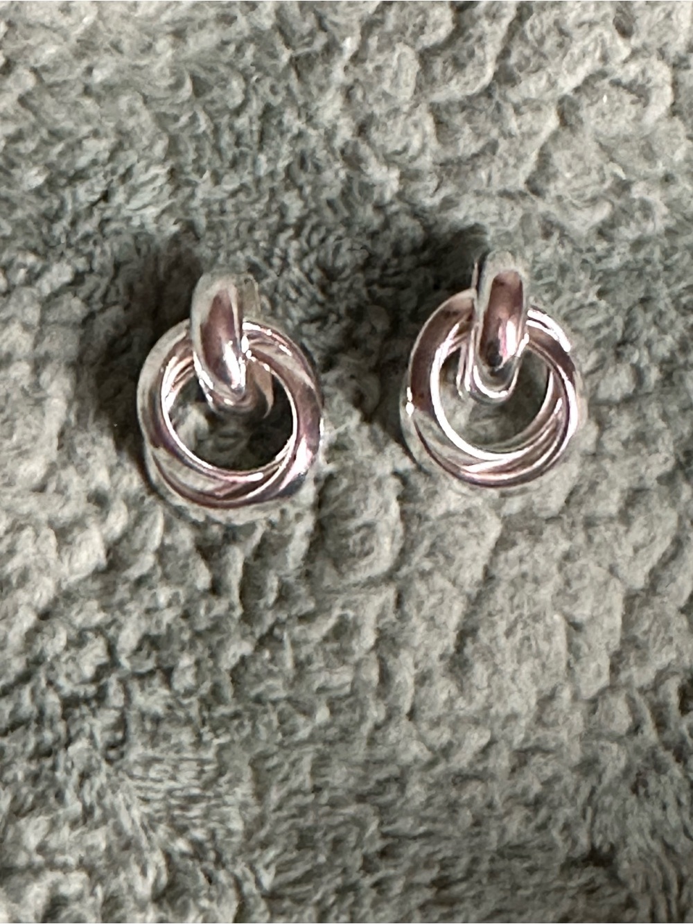 Macy’s Silver tone Interlocking Hoop Stud Earrings